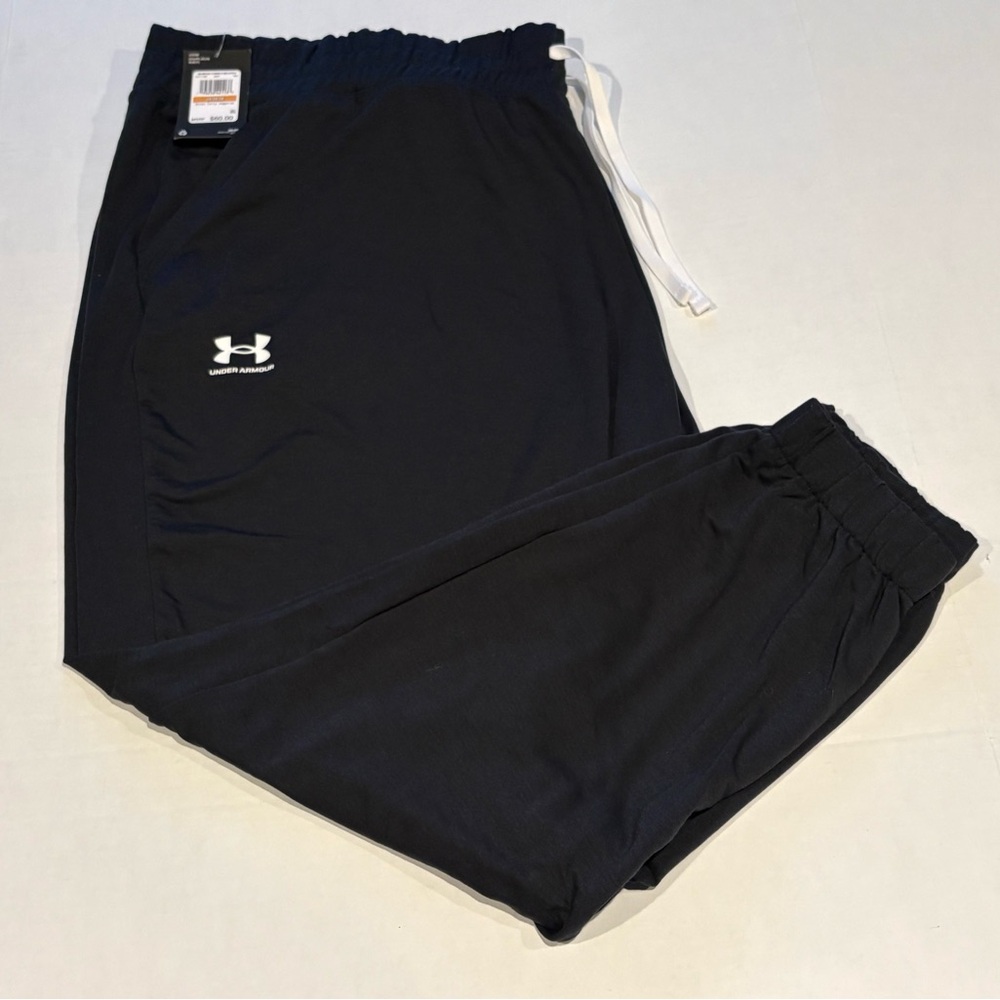 Under Armour Rival Terry Joggers Black Sweatpants 1371190-001 Women's Size 3X